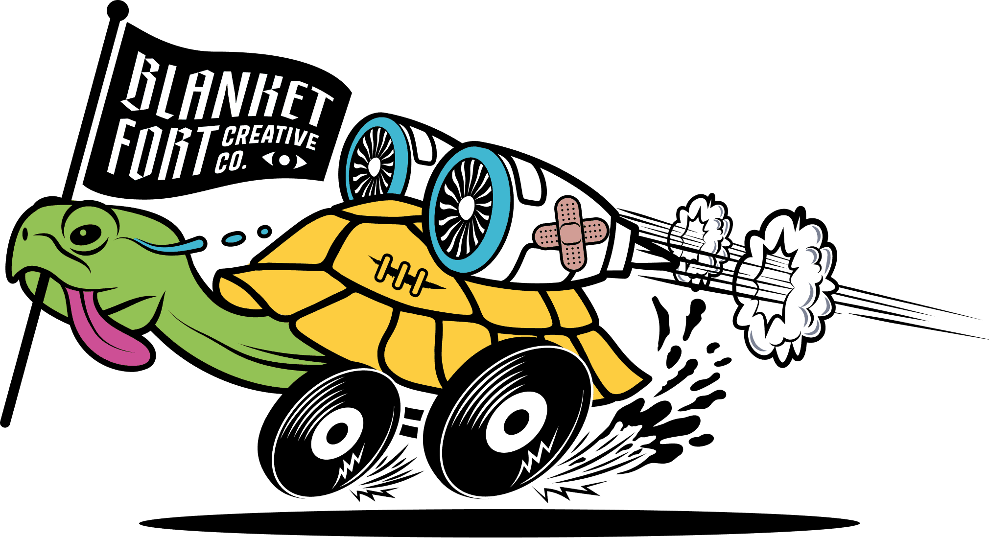 Tortoise with flag illustration