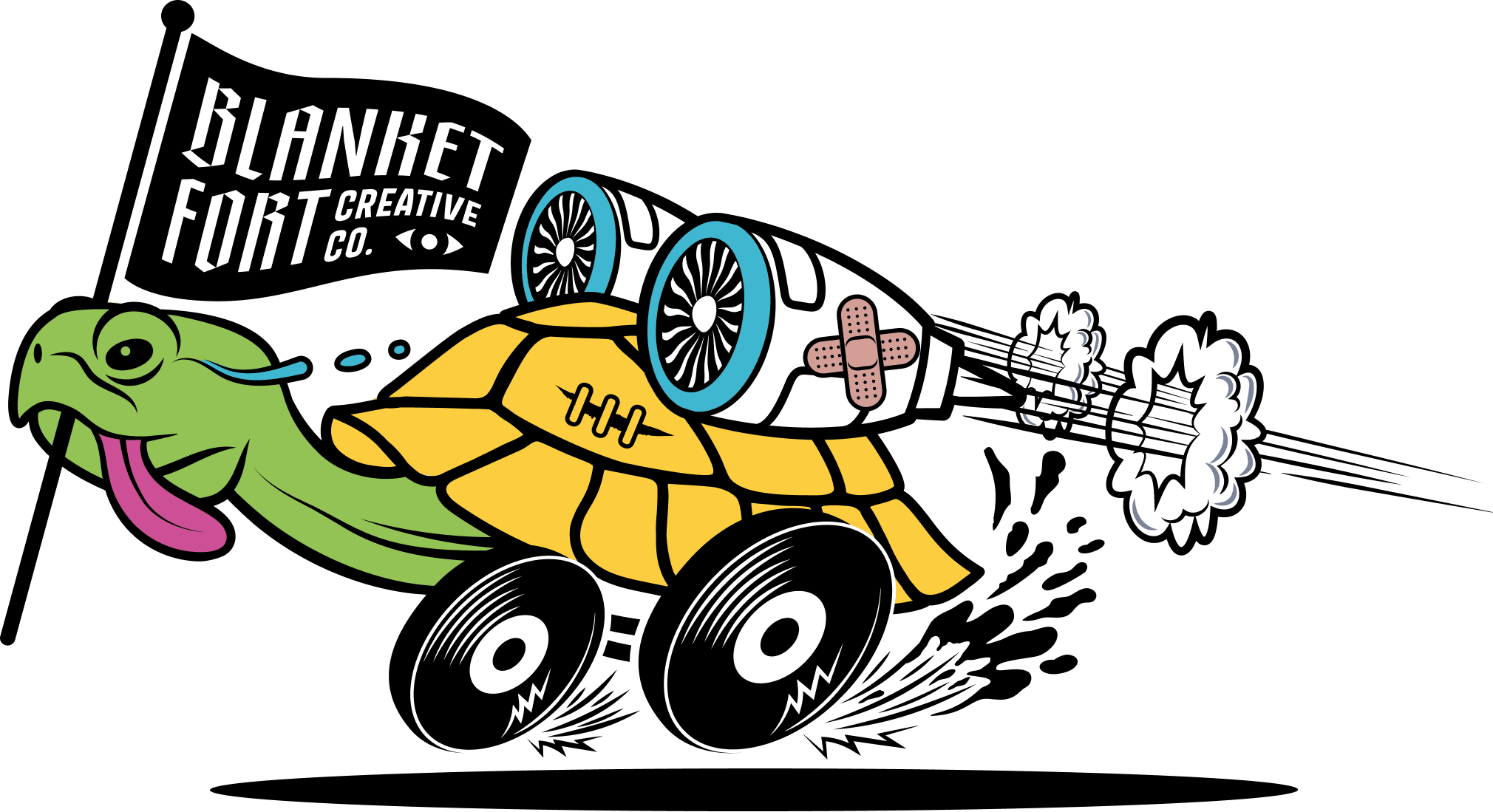 Tortoise with flag illustration