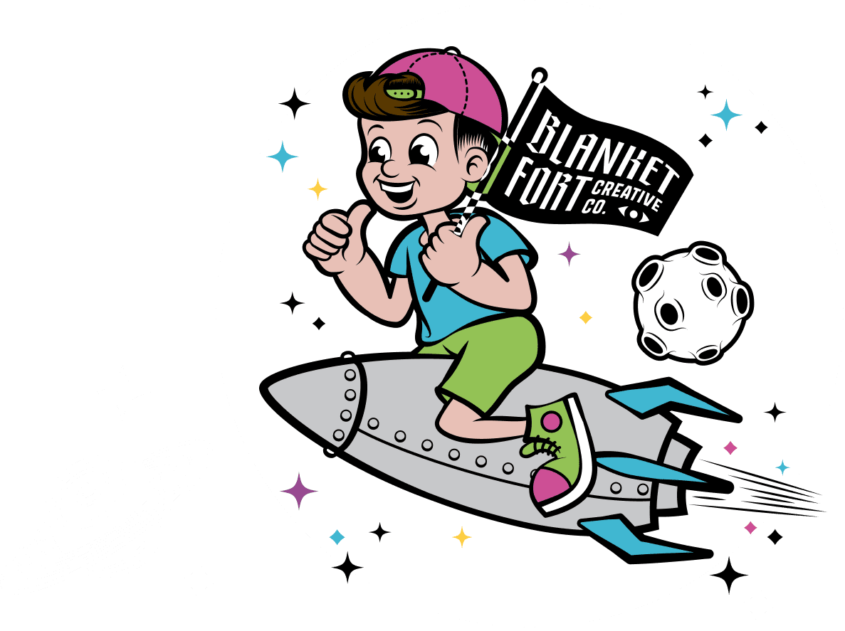 Rocketboy illustration with planet